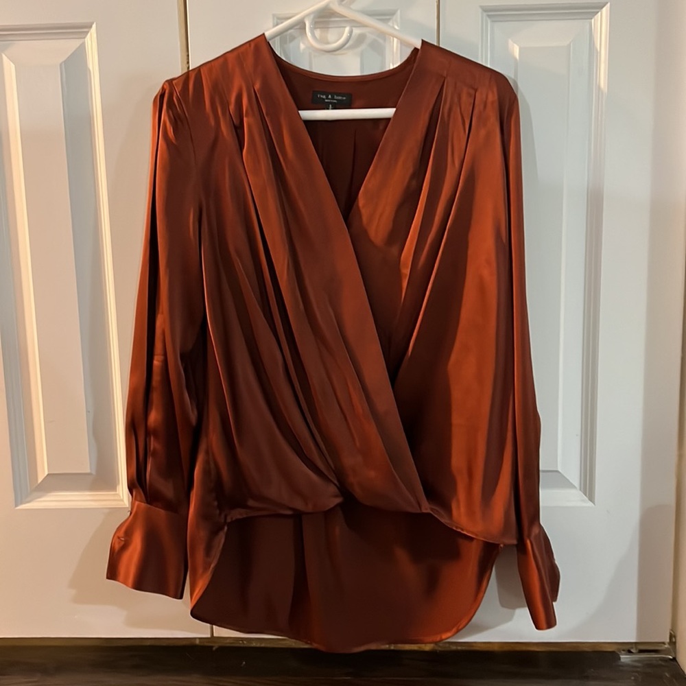 rag & bone Lei Silk Charmeuse Blouse. Size S